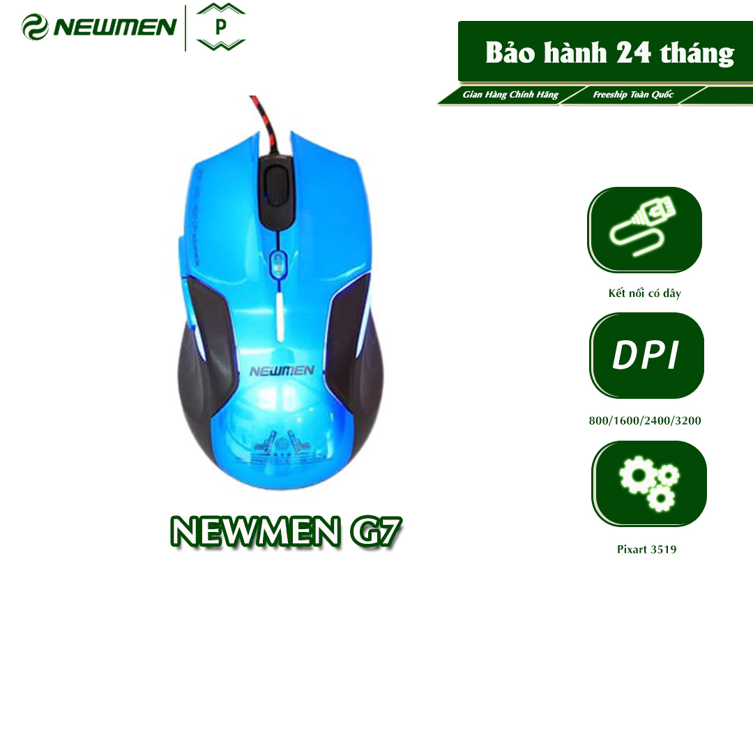 Chuột Có Dây Gaming NEWMEN G7-Plus,3200DPI,Switch Kaith 10m,Cảm Biến A3519,Form Chuẩn-Hàng Chính Hãng,Bảo Hành 24 Tháng
