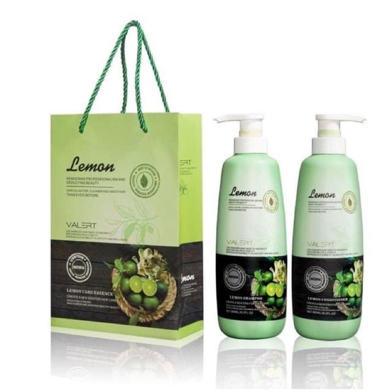 Dầu gội xả tinh chất chanh hoa bưởi lemon valert 800ml + 800ml đac tri gàu - dầu - ngừa rụng tóc - gxchb