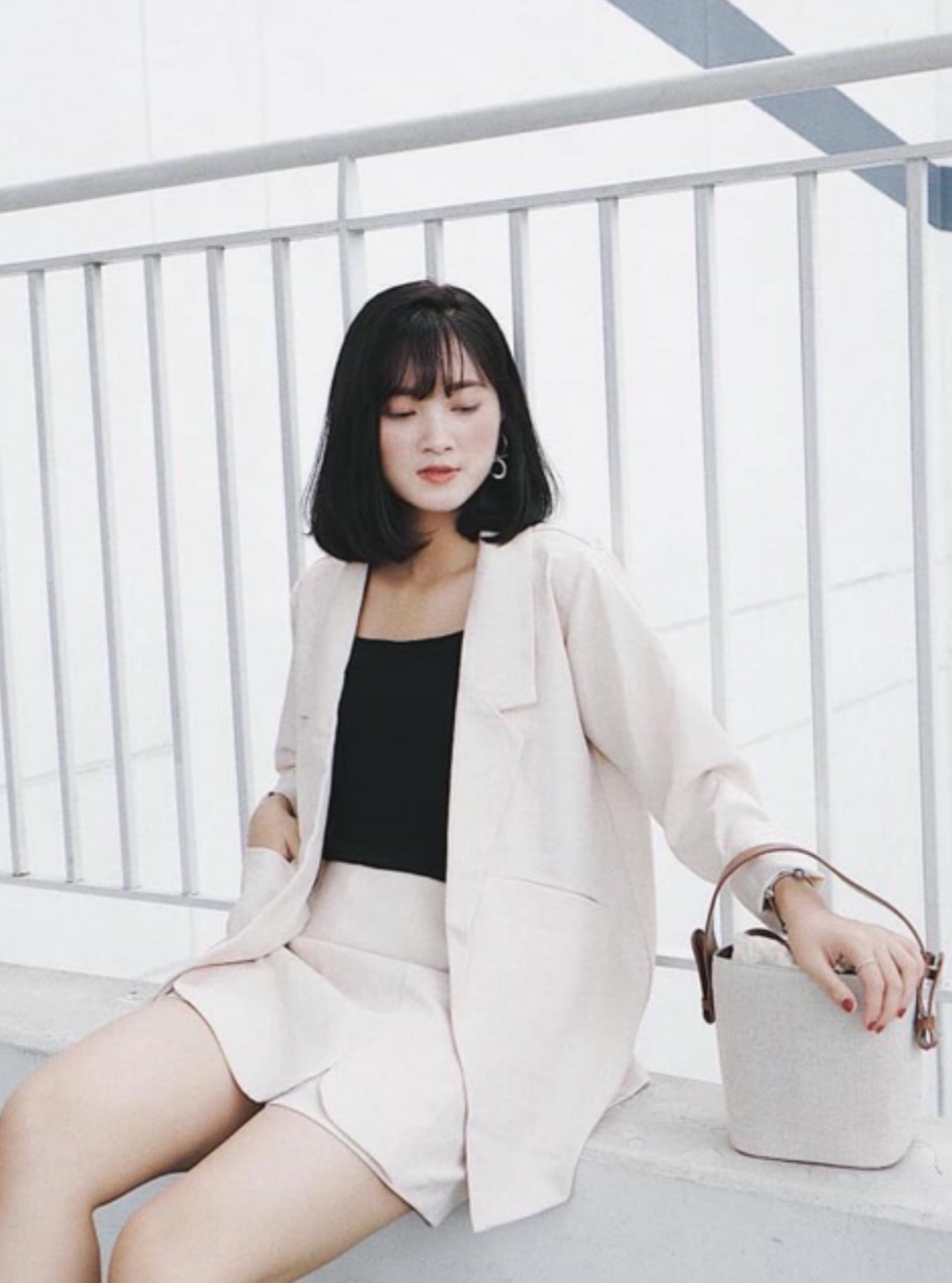 [HCM]Áo vest nữ trắng ghi 1 lớp cao cấp