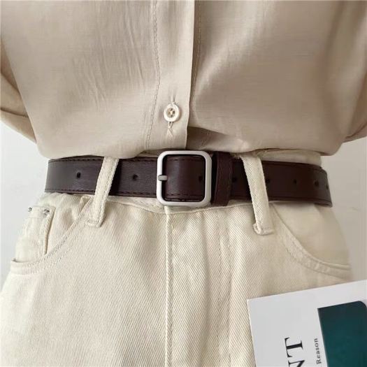 ❁☫◙  Dây lưng nam nữ unisex Simsimshop mặt vuông dây nịt thắt lưng nữ nam bản to da đẹp học sinh viên đục sẵn lỗ nhỏ