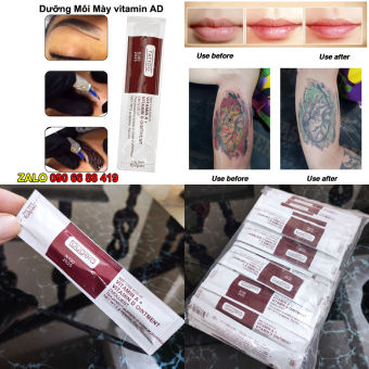 Bịch 100 gói Dưỡng Môi Mày vitamin AD Fougera sau phun xăm thẩm mỹ - Fougera Vitamin AD Ointment dưỡng xăm môi mày tattoo
