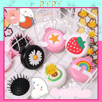 Lược Massage Tròn Mini Kèm Gương Xinh Xắn Nhỏ Gọn Và Tiện Dụng