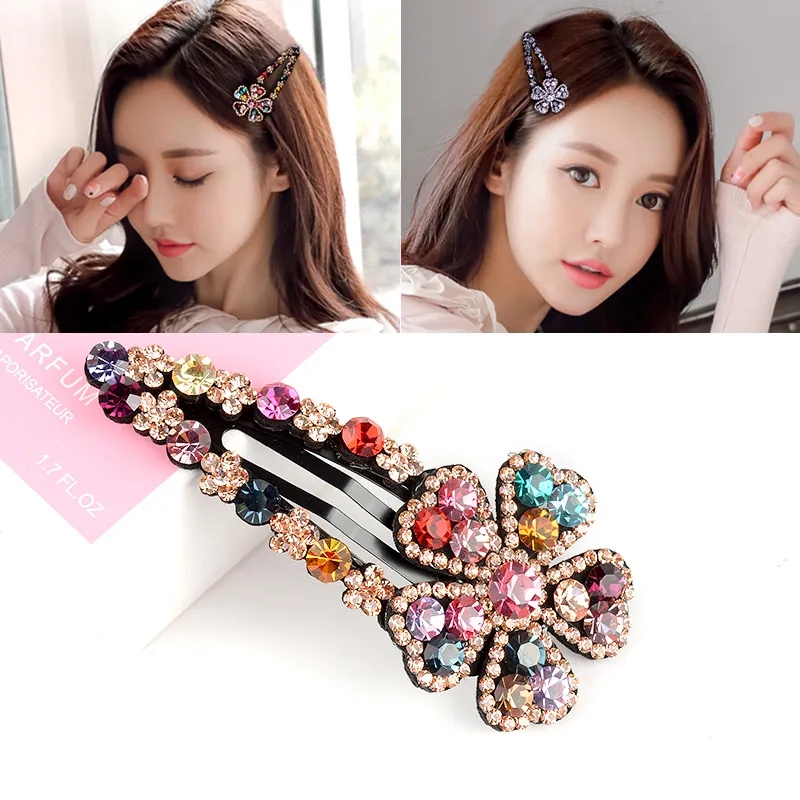 Kẹp tóc bb thanh lịch đính kim cương giả sáng bóng phổ biến mới kẹp tóc phụ kiện kẹp tóc pha lê cho nữ kẹp tóc phụ kiện kẹp tóc