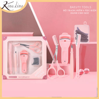 Set 5 món trang điểm dành cho mắt mày Malian gồm kẹp bấm mi, kéo tỉa chân mày,dao cạo lông mày,nhíp, 8 miếng lót kẹp mi- Kinakino phukienlamdep