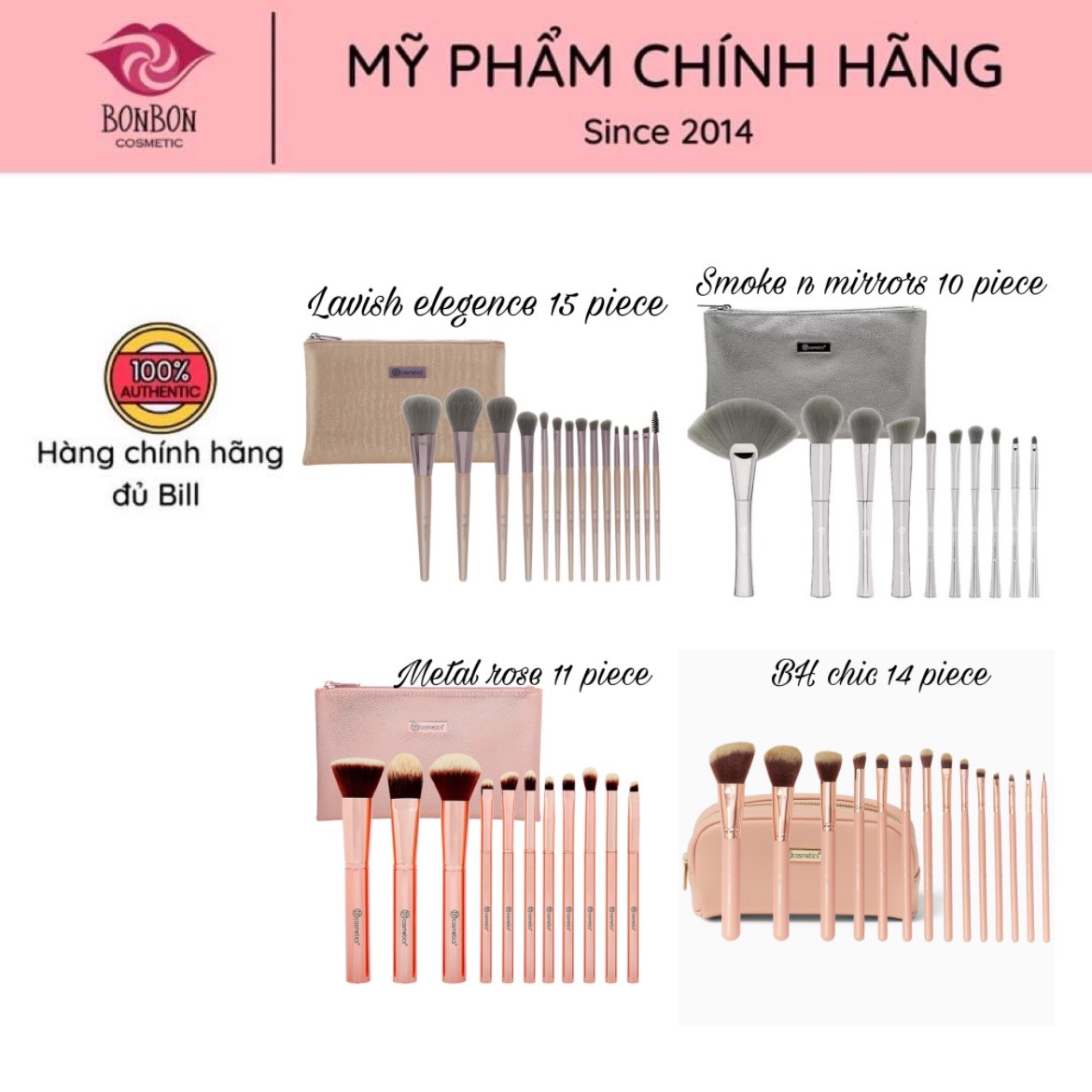 Set cọ trang điểm bh cosmetics tổng hợp bonboncosmetic
