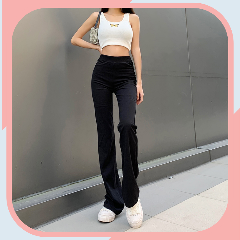 Quần ống loe, quần legging cạp cao tôn dáng chất cottong co giãn 4 chiều