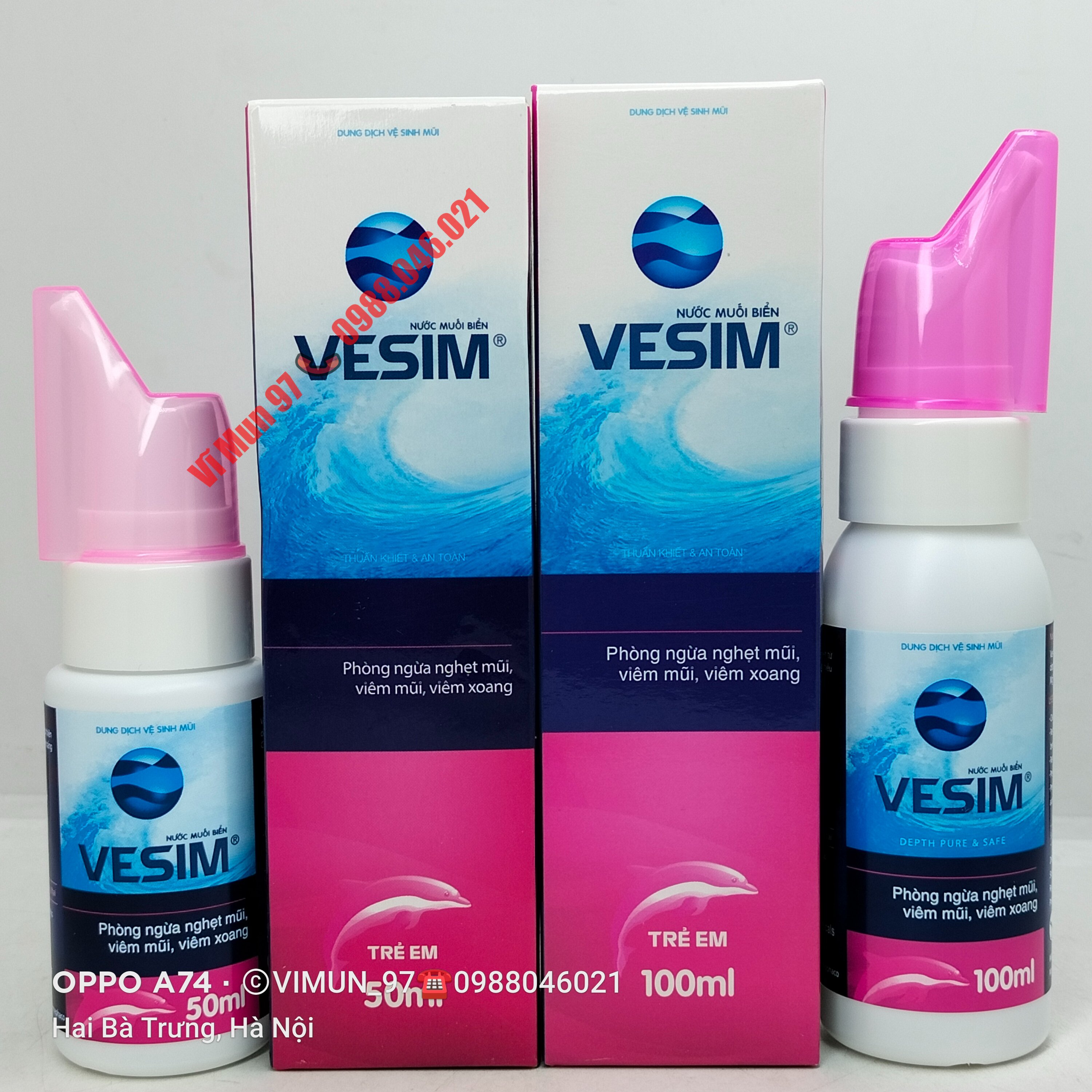 Xịt Mũi Nước Muối Biển Vesim hồng - Thiên Thành Pharma
