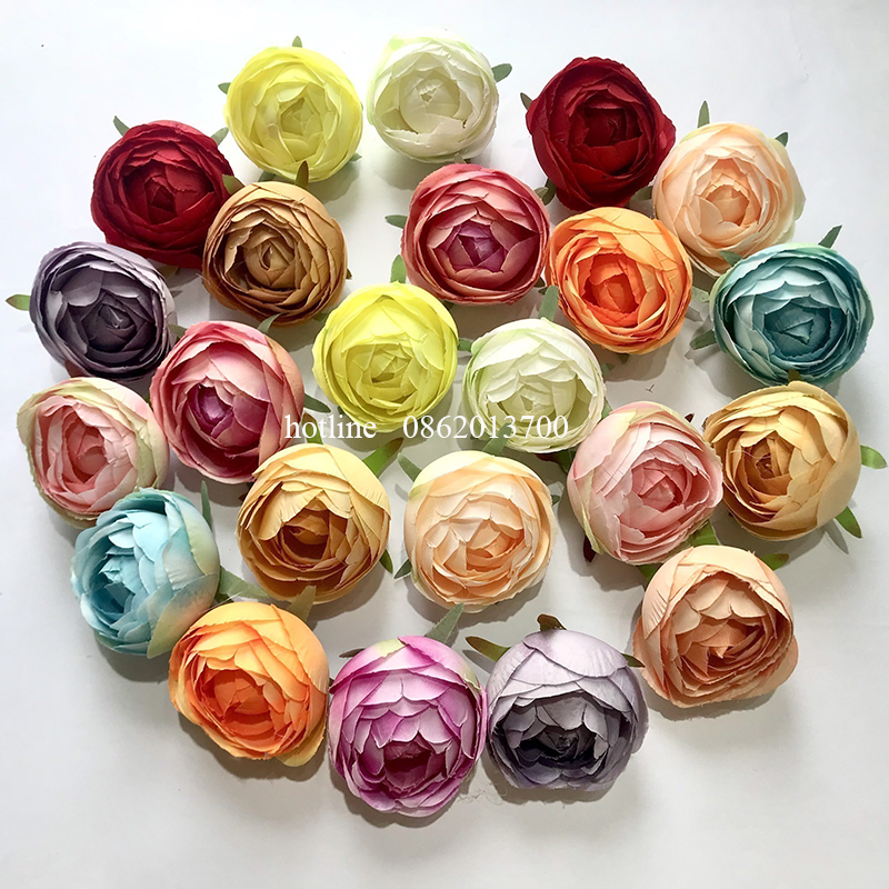 Hoa lụa giả - Đầu Bông Hoa Hồng Trà Tứ Quý (loại 1- 7cm) Trang Trí Hộp Quà, Decor Siêu Đẹp