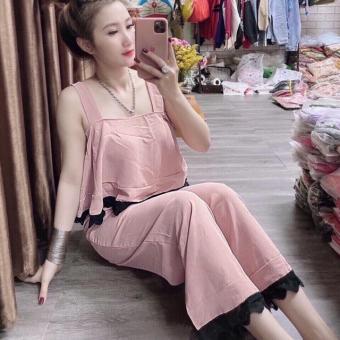 Sét đồ bộ viền ren quần ống rộng áo kiểu ba lỗ 2 dây DUTIEC26