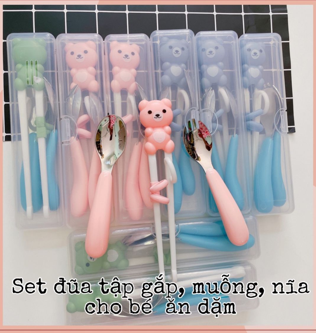 Set đũa tập gắp, muỗng, nĩa cho bé ăn dặm