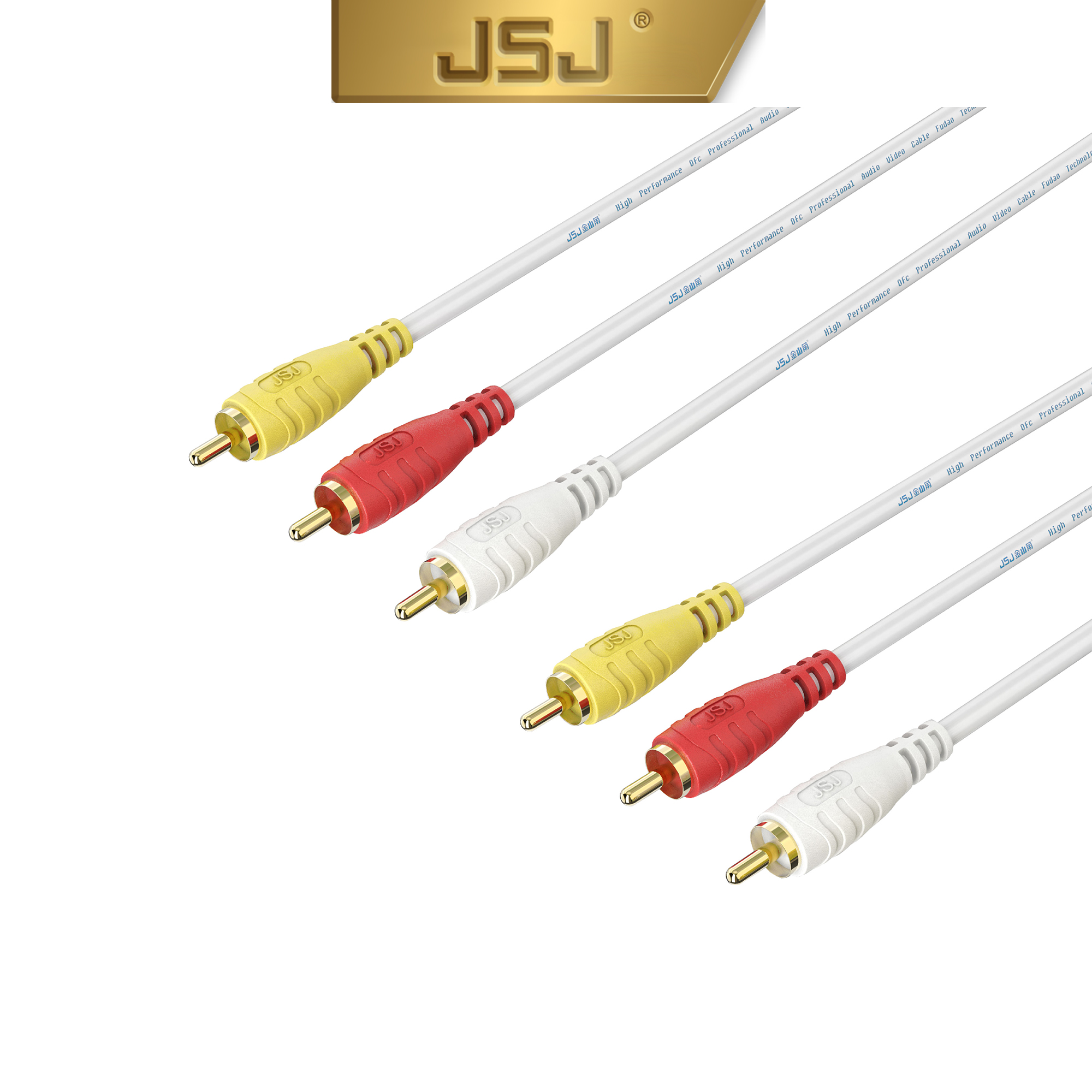 Dây tín hiệu âm thanh 6 đầu bông sen (AV/RCA) JSJ 6431 dài 1.8m - 15m thiết kế dạng 6 đầu dây đúc liền mạch khả năng co giãn của dây tốt đầu cắm được gia công mạ vàng đảm bảo tín hiệu tốt