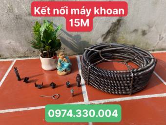 15m dây thông cống + combo 6 đầu thông + kết nối máy khoan