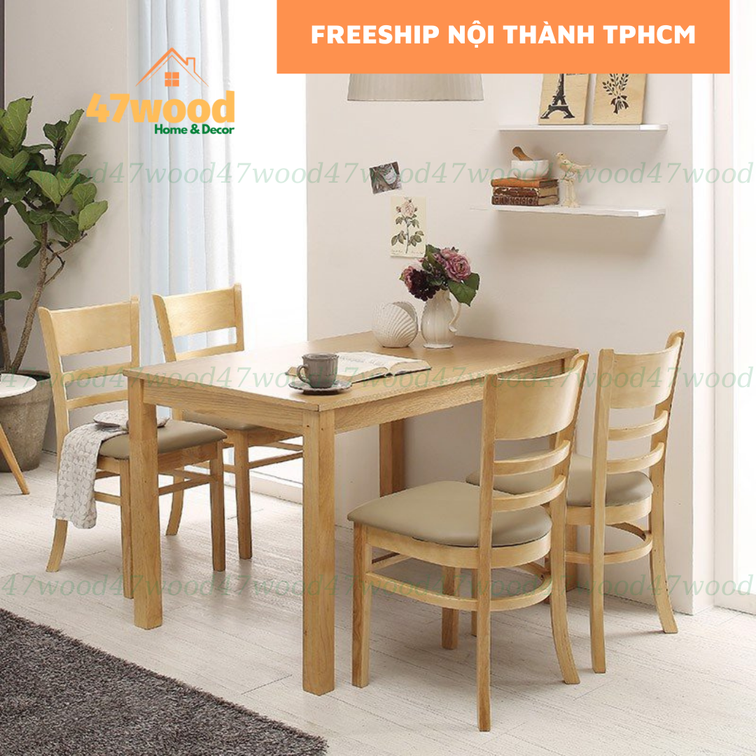 BỘ BÀN GHẾ GỖ CAO SU LÀM BÀN ĂN GIÁ RẺ 47WOOD