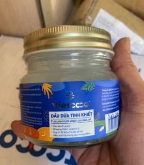 Dầu Dừa Nguyên Chất Organic Vietcoco dưỡng tóc , dưỡng da - Hũ Thủy Tinh 200ml