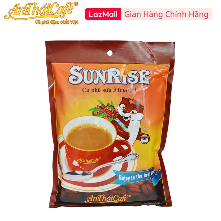 Cà phê sữa 3in1 Sunrise, pha uống liền vị ngọt béo thơm ngon không pha trộn hương liệu, túi 20 gói x 18gr - AnTháiCafé