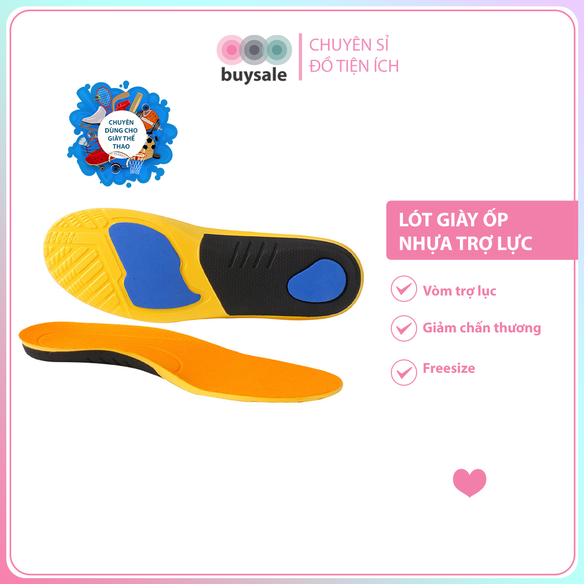 Lót giày thể thao EVA 4D ốp PU cứng và đệm chống thốn cho nửa bàn chân sau - buysale - BSPK180