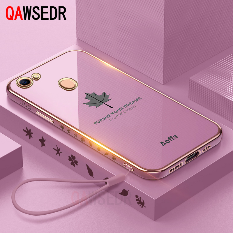 QAWSEDR Ốp Cho OPPO A73 A79 F5 Ốp Điện Thoại Mềm Bảo Vệ Máy Ảnh Chính Xác Mạ Điện Hình Lá Phong Trẻ 