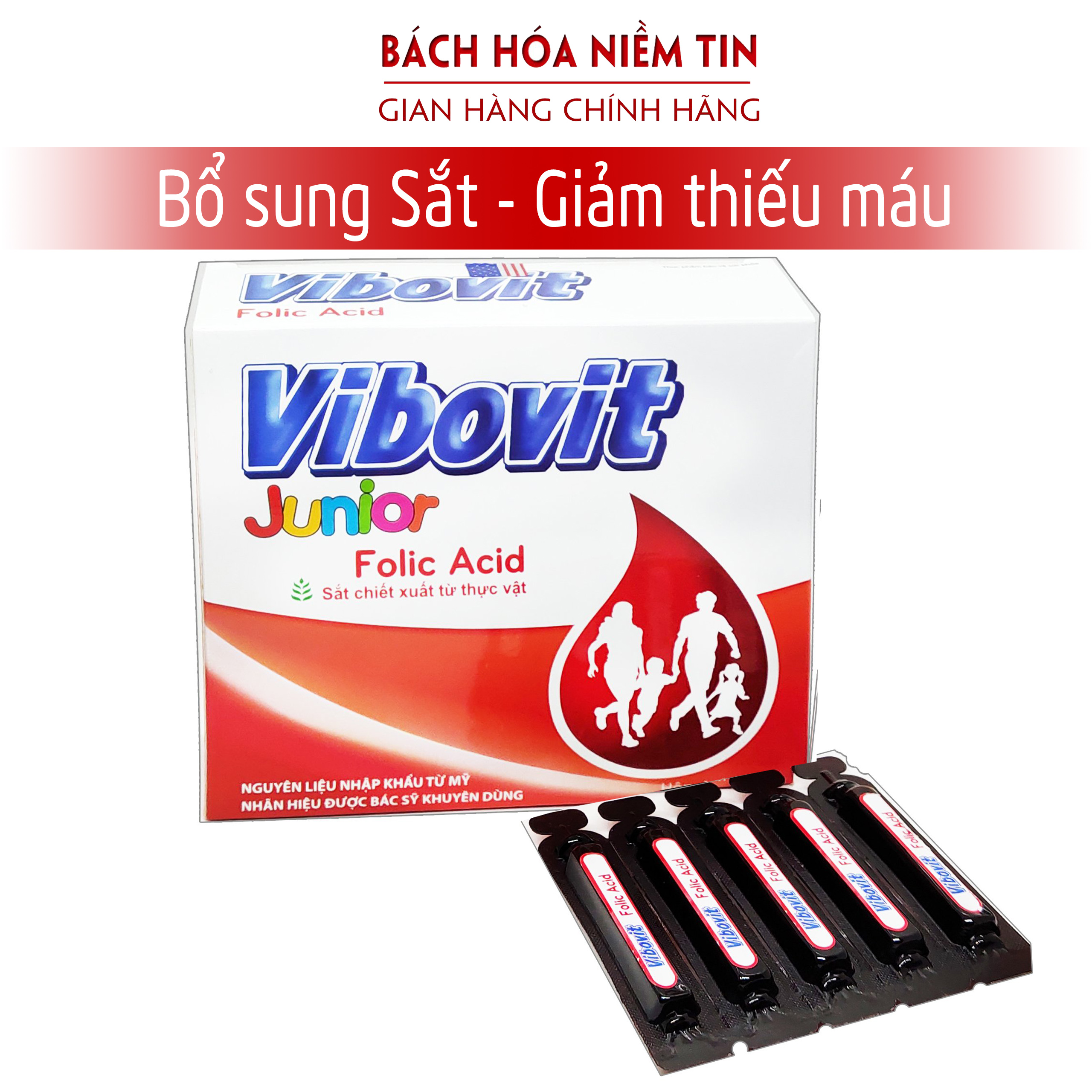 Bổ máu Vibovit Junior - Bổ sung sắt, Acid Folic Vitamin B9