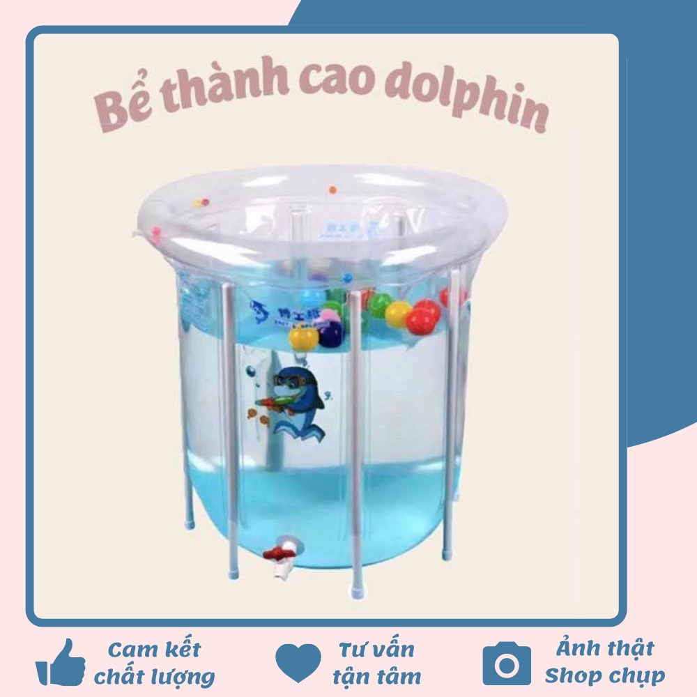 Bể bơi thành cao trong suốt 80x80cm Doctor Dolphin - Kèm phao cổ - Chính hãng - Bảo hành trọn đời