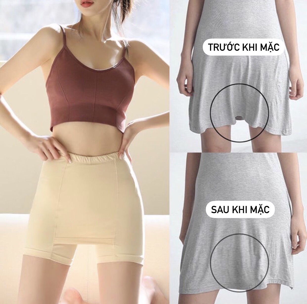 Quần An Toàn Mặc Trong Váy Chất Lụa Mát Không Đường May Thiết Kế Hai Lớp Chống Nhìn Trộm Thời Trang Mùa Hè Cho Nữ N19