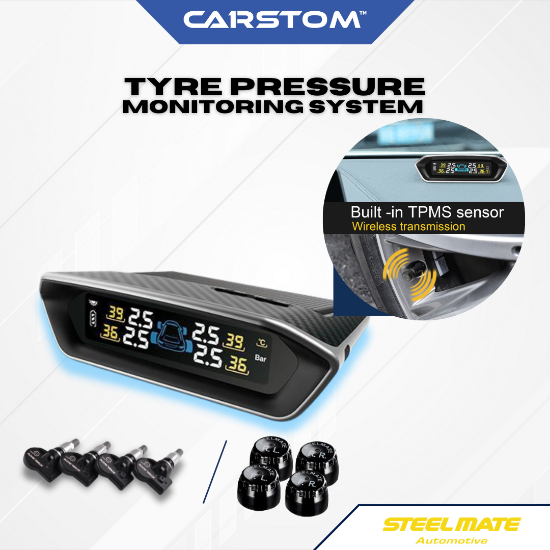 Steel Mate Motorcycle Tire Pressure Monitoring System - Universal TPMS for  Motorcycle Oversized LCD Screen with Display Time in Real Time and Tire