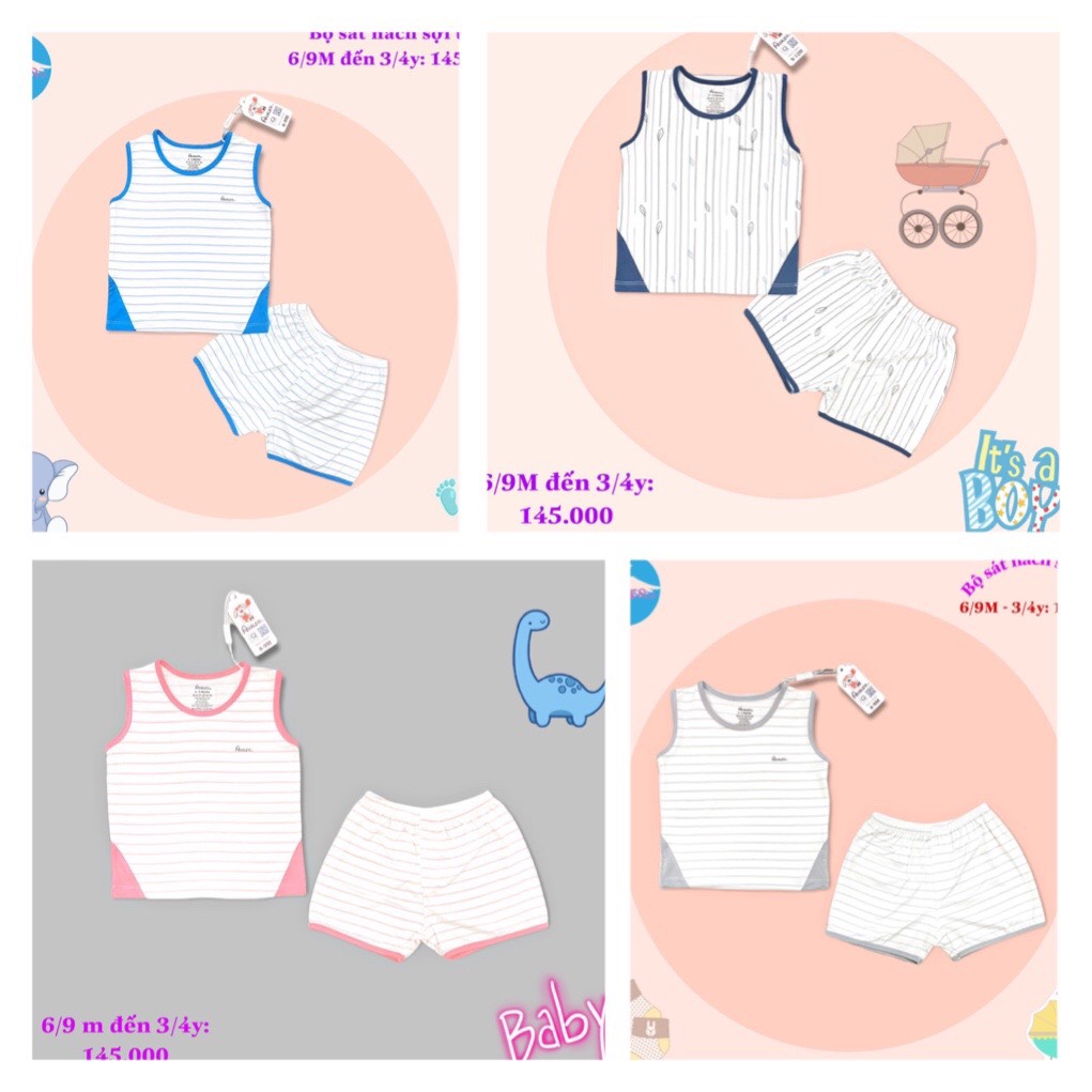 Bộ sát nách sợi tre sz 6/9m đến 3/4y