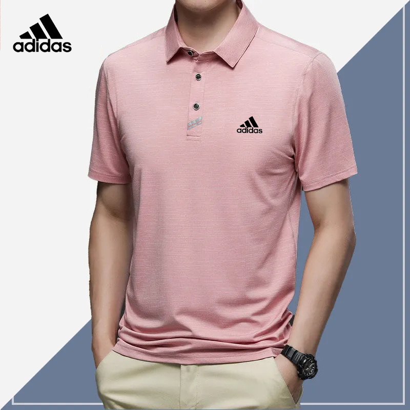 Adidaseˉ áo polo có ve áo công sở cho nam áo polo mùa hè cotton thường nhật tay ngắn co giãn cao