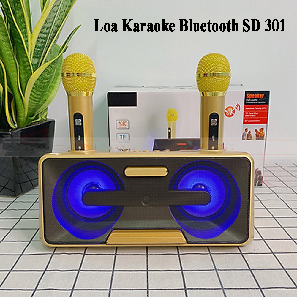 Loa Bluetooth Karaoke SD 301 - Loa Hát Karaoke Bluetooth Công Suất Lớn Tặng Kèm 2 Mic Không Dây, Âm Thanh Vang, Bass Trầm, Loa Karaoe Xách Tay Di Động - Bảo Hành 12 Tháng