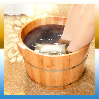 Chậu gỗ ngâm chân kích thước 37x25x31cm, chậu ngâm chân massage, bồn ngâm chân - [Tặng 15 gói thảo dược ngâm châm]