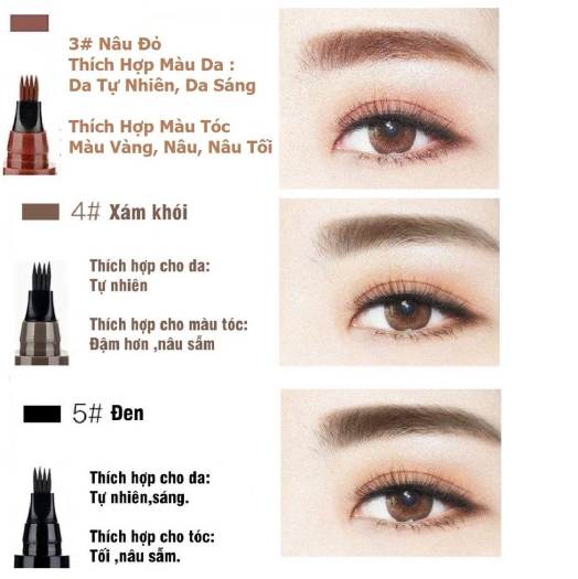 Bút Vẽ Lông Mày Phẩy Sợi 4D Không Thấm Nước