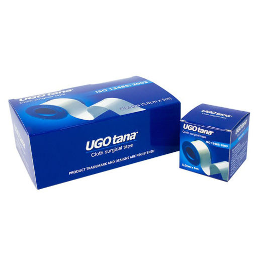 Băng keo cá nhân - Băng dính cuộn vải lụa, băng gạc y tế UGOTANA 5cm x 5m - Băng gâu, Băng dán vết thương, an toàn tiện dụng dùng băng các vết thương trong phẫu thuật, để cố định catheter, kim truyền - Hộp 1 cuộn - Guty Care