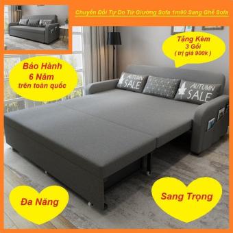 Có Video] Giường Sofa Nệm Cao Su Kiêm Ghế Sofa Giường Sofa Gấp Gọn 1m92 x 1m90 ( Xanh Xám