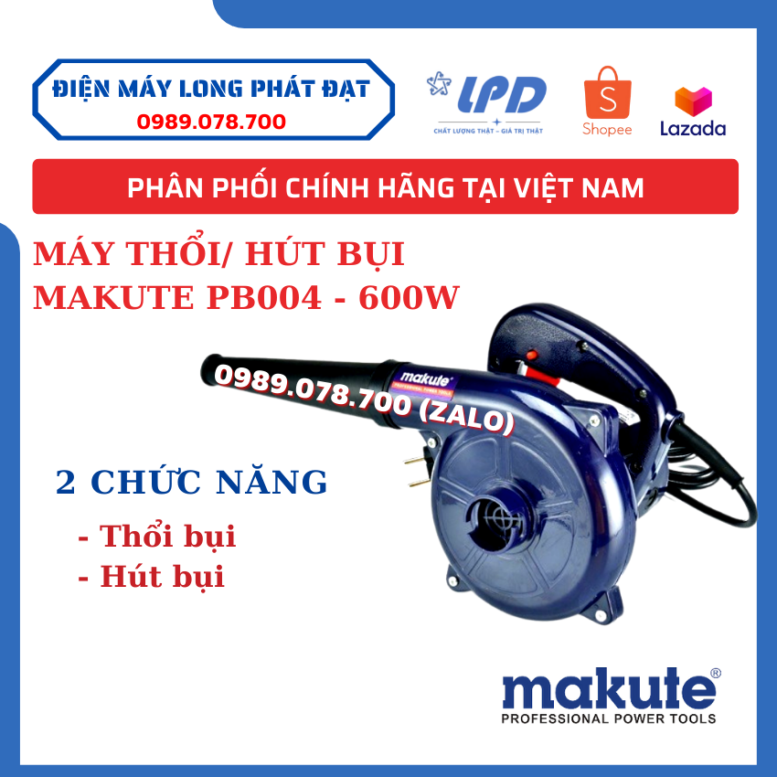 Máy thổi hút bụi chính hãng makute pb004 công suất 600w - 100% dây lõi đồng