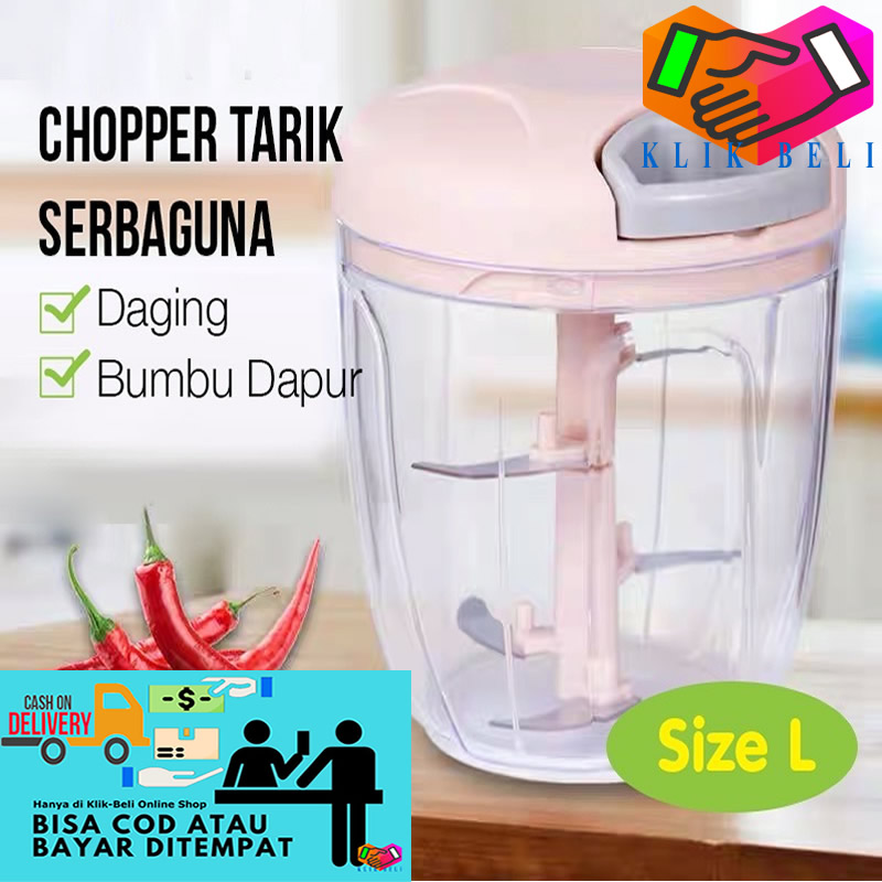 Klik-Beli Chopper Besar Blender Tangan Tarik Manual Bumbu Dapur 5 Mata Pisau Perajang Serbaguna A...