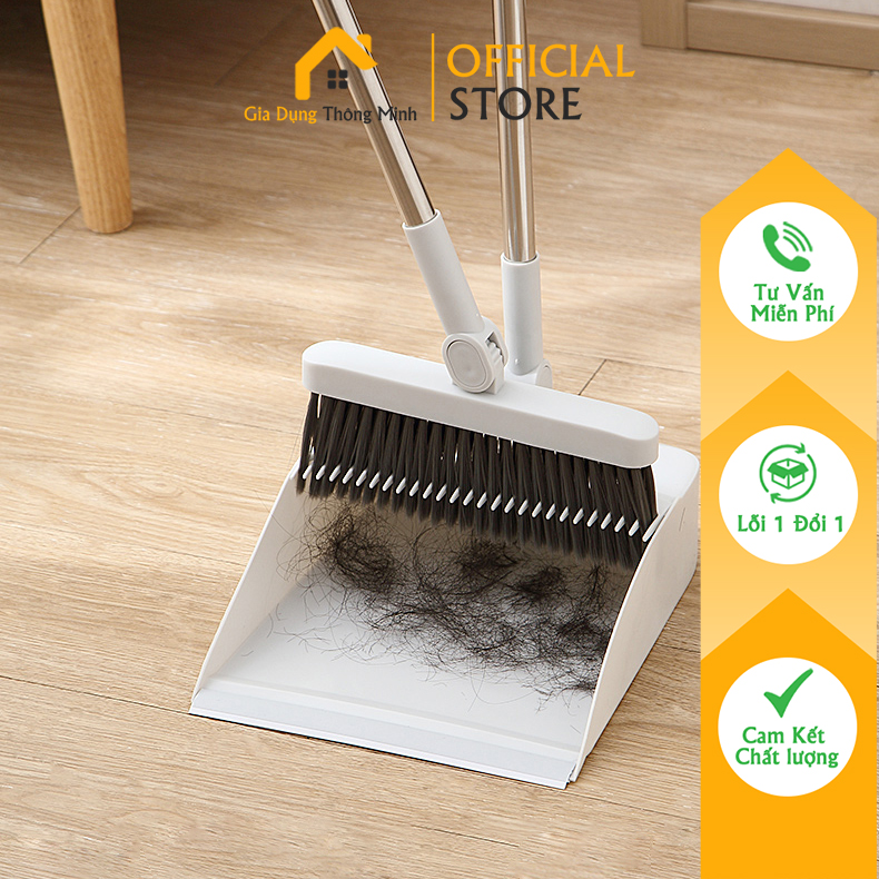 Chổi quét nhà thông minh - chổi nhựa kèm hót rác gấp gọn xoay 180 độ