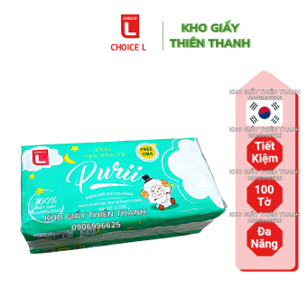 Khăn Rút Đa Năng Hàn Quốc Purii Choice L  100 Tờ/ Gói Siêu Tiết Kiệm 🍀 Kho Giấy Thiên Thanh 🍀