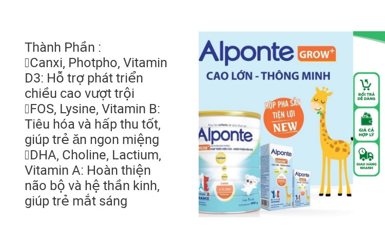 1Thùng ( 48 hộp )Sữa Bột Pha Sẵn Alponte Grow 110ML  Từ 1 Tuổi Trở Lên  Giúp Trẻ Cao Lớn  Thông Minh Phát Triển Chiều cao vượt trội