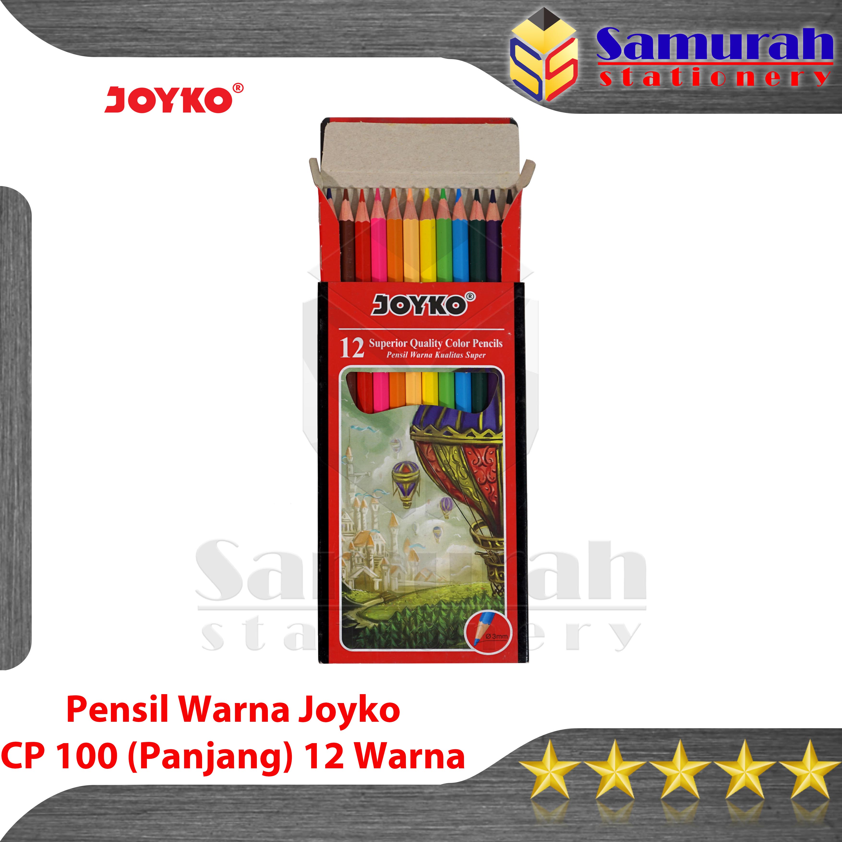 Pensil Warna Joyko CP 100 12 Warna Panjang / Pencil Colour CP-100 Drawing / Mewarnai CP100 12W