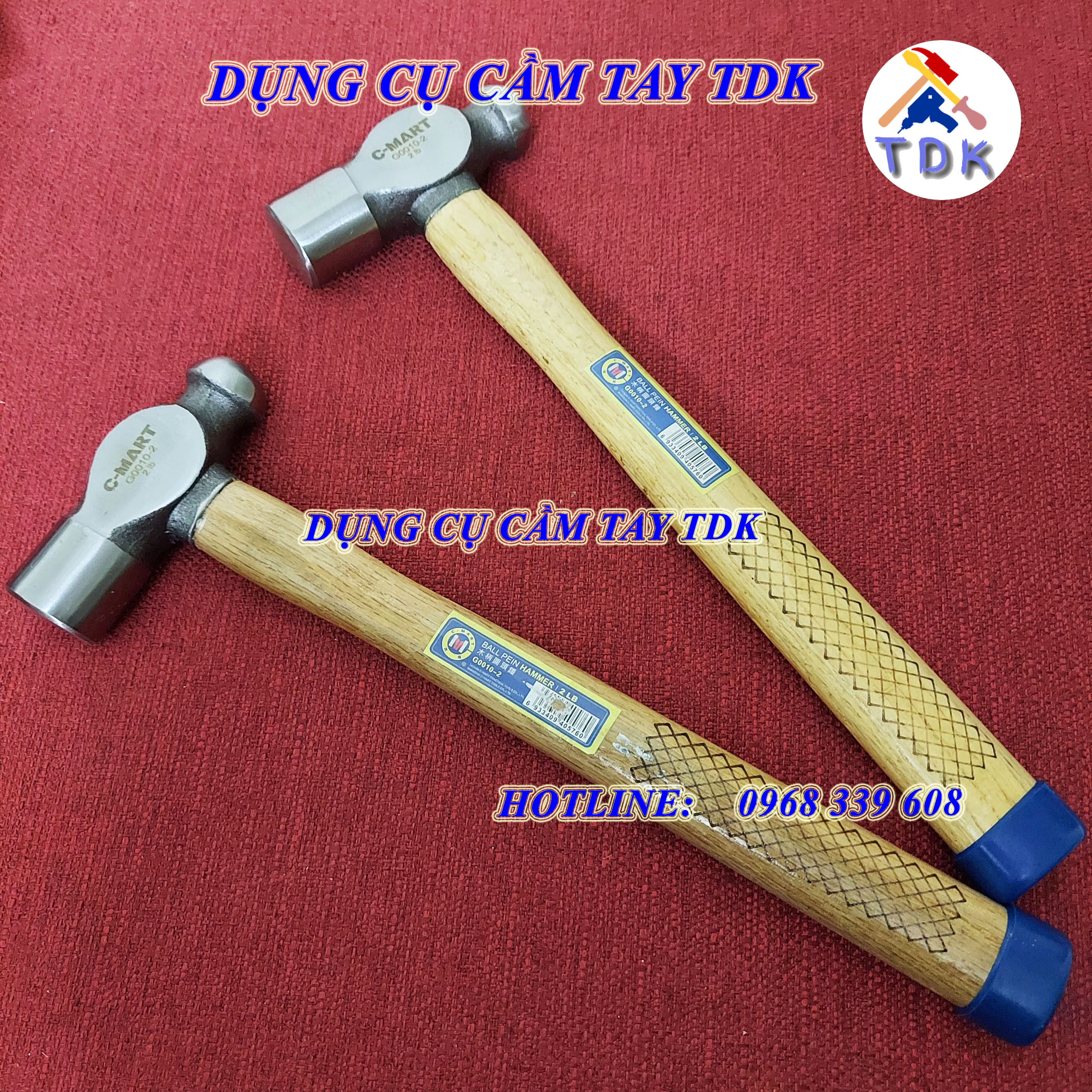 Búa đầu bi búa đầu tròn cán gỗ 250g, 500g, 750g, 1kg g0010 cmart