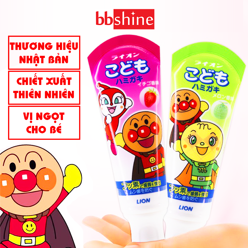 Kem đánh răng cho bé nuốt được, Kem đánh răng Lion nội địa Nhật Bản hương vị ngọt cho bé (40gr) BBShine – I017