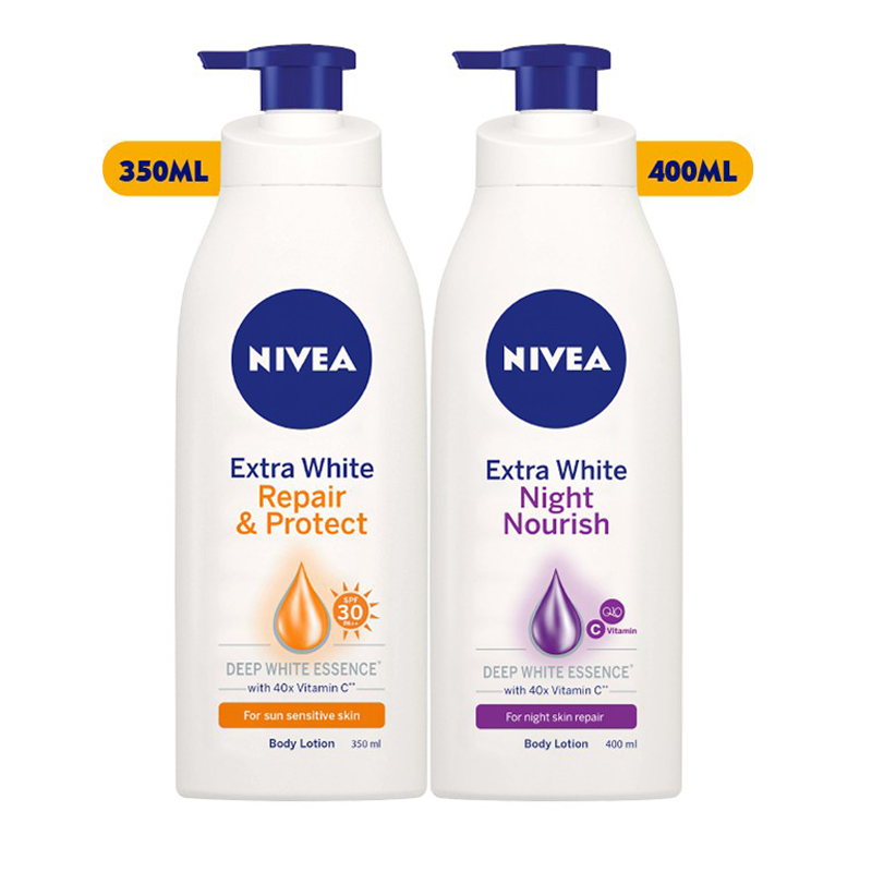 Sữa dưỡng thể giúp săn da, dưỡng trắng ban ngày và ban đêm Nivea 400ml - Thái Lan