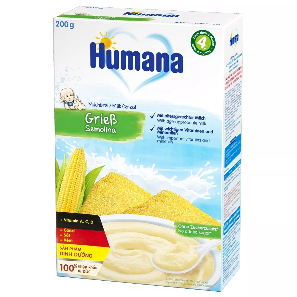 bột ăn dặm dinh dưỡng humana lúa mì semolina và sữa milk cereal semolina - nhập khẩu 100% từ đức. 1