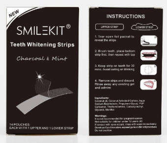 SMILEKIT Teeth Whitening Strips Charcoal & Mint -Miếng dán trắng răng SMILEKIT