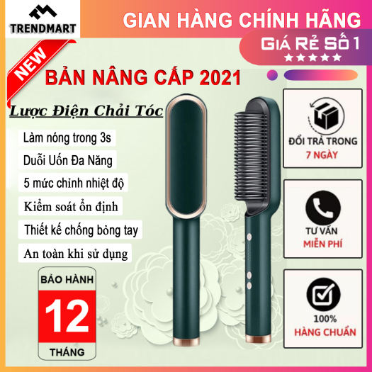[BH 1 Năm] Lược Điện Chải Thẳng Tóc TRENDMART,lược tạo kiểu tóc Chuyên Nghiệp Và Tiện Lợi Máy Uốn Duỗi Tóc Ép- Máy uốn tóc Siêu Tốc Hàn Quốc Công Nghệ Hiện Đại