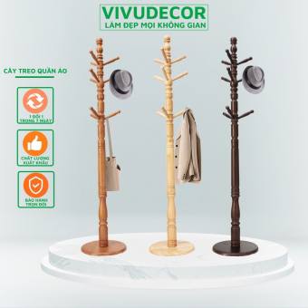 Cây treo quần áo VIVUDECOR CT12 100% gỗ tự nhiên PQ