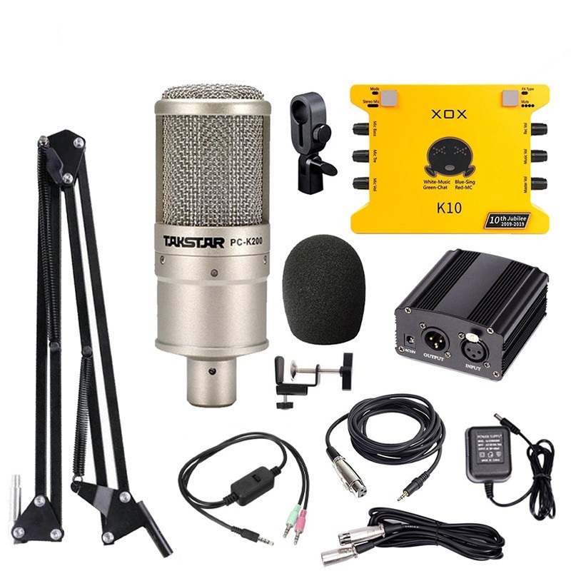 Combo livestream thu âm karaoke cao cấp micro K200 sound card XOX K10 Jubilee bảo hành 12 tháng - Chính hãng