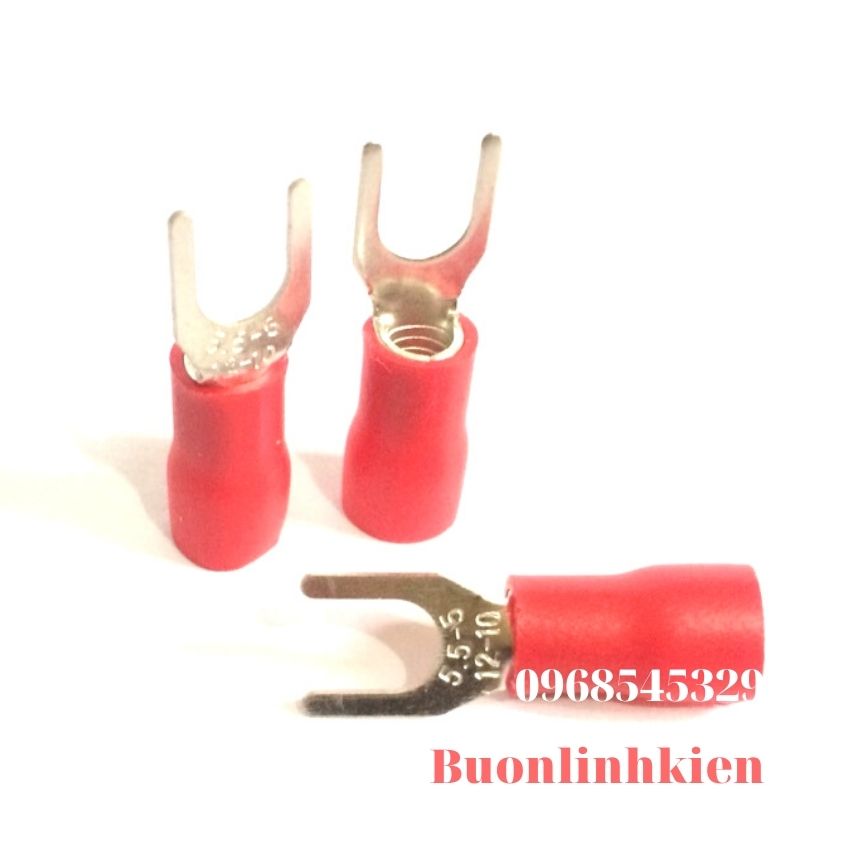 100 đầu cos chữ y bọc nhựa, cos sv 5.5-5, cos đồng, cos nối dây điện từ 4-6mm, cos chỉa, cốt càng cua