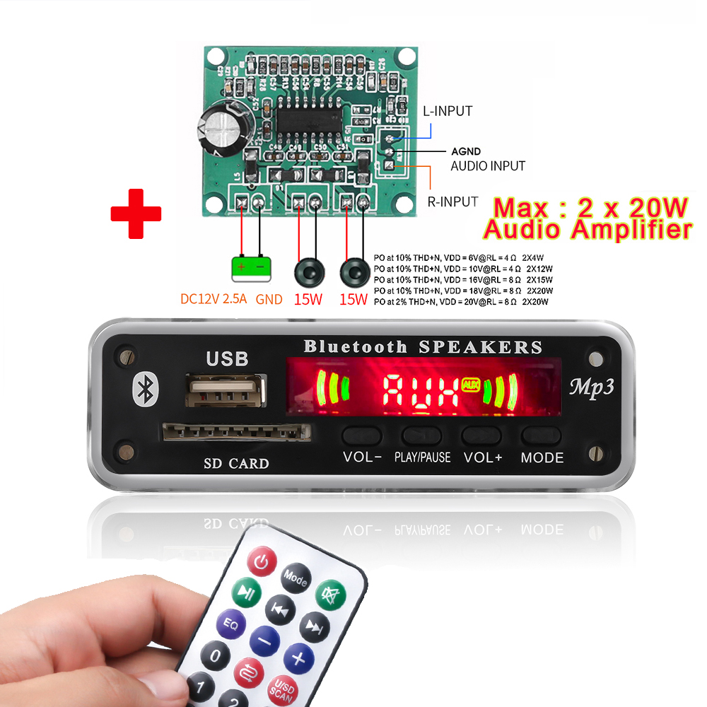 Bo Mạch Giải Mã Nhạc Bluetooth Không Dây Bộ Khuếch Đại Âm Thanh Mô-đun Giải Mã Âm Thanh 5V 12V Hỗ Trợ USB SD AUX FM Radio MP3 WAV WMA FLAC APE Chơi Cho Xe Hơi Đa Phương Tiện