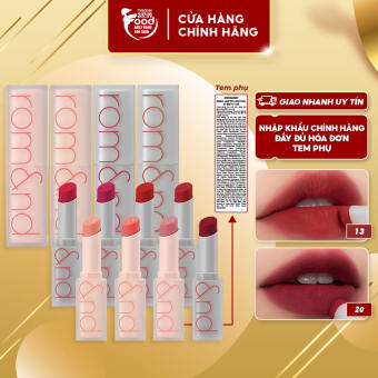 Son Thỏi Siêu Lì Cao Cấp Hàn Quốc Romand New Zero Matte Lipstick 3g (02 Gạch MLBB, 09 Nude, 13 Đỏ Cổ Điển)