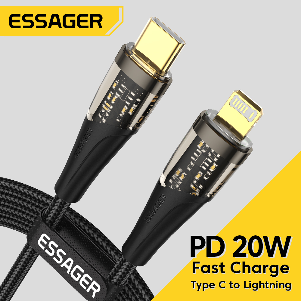 Essager Cáp USB C Cho IPhone 11 12 13 Pro Max XS 20W Cáp Sạc Nhanh Type C Đến Dây Ngày Sáng Cho iPad